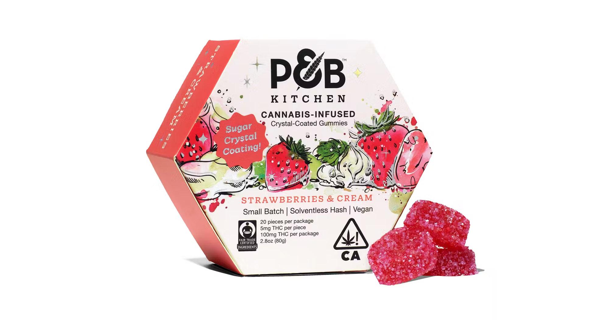 Kitchen Strawberries & Cream THC Crystal Coated Gummies